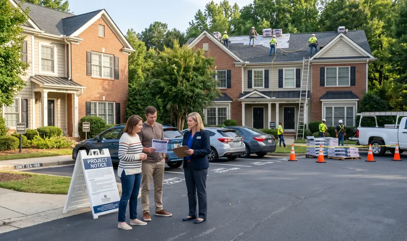 Articles Communicating HOA roof replacement to residents is easier with phased notices, FAQs, clear parking instructions for project updates.