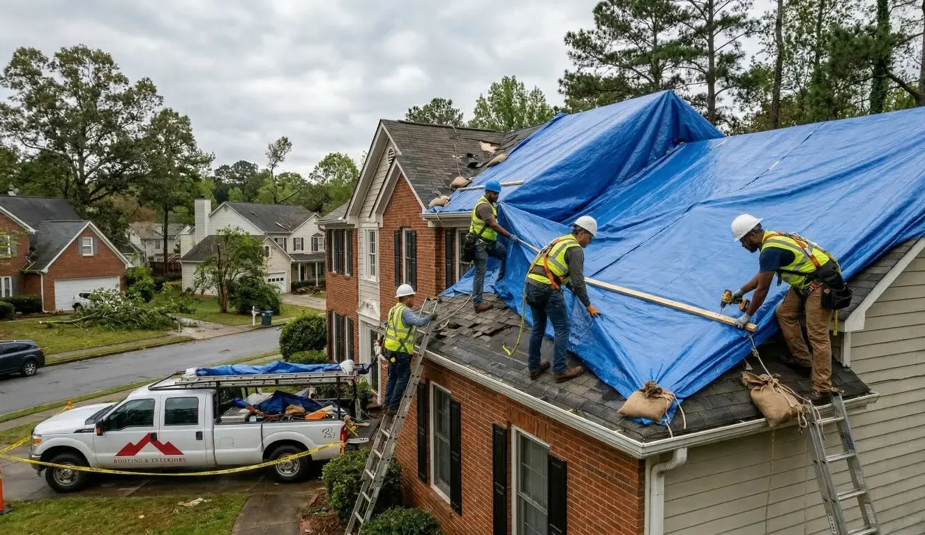 Learn emergency roof tarping vs repair, when a temporary tarp makes sense, how long it can last, and when permanent roof repair is needed.