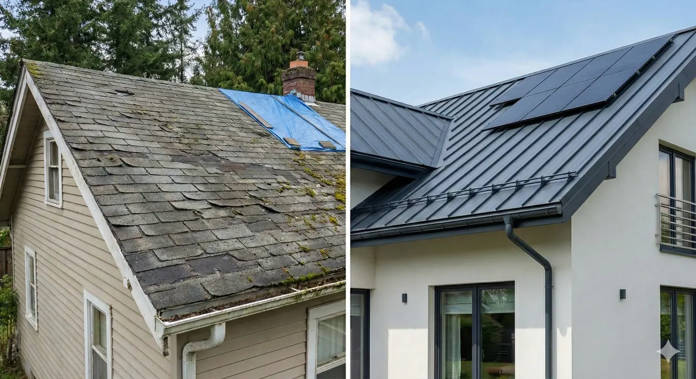 See how cheap roof lifetime cost compares to premium systems over 20 years, including leaks, repairs, and replacements